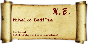 Mihalko Beáta névjegykártya