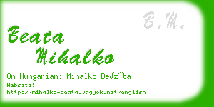 beata mihalko business card